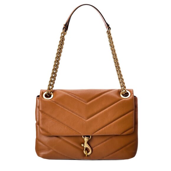 NWT Rebecca Minkoff Edie MAXI Convertible Shoulder Bag Caramello AUTHENTIC - Picture 1 of 8